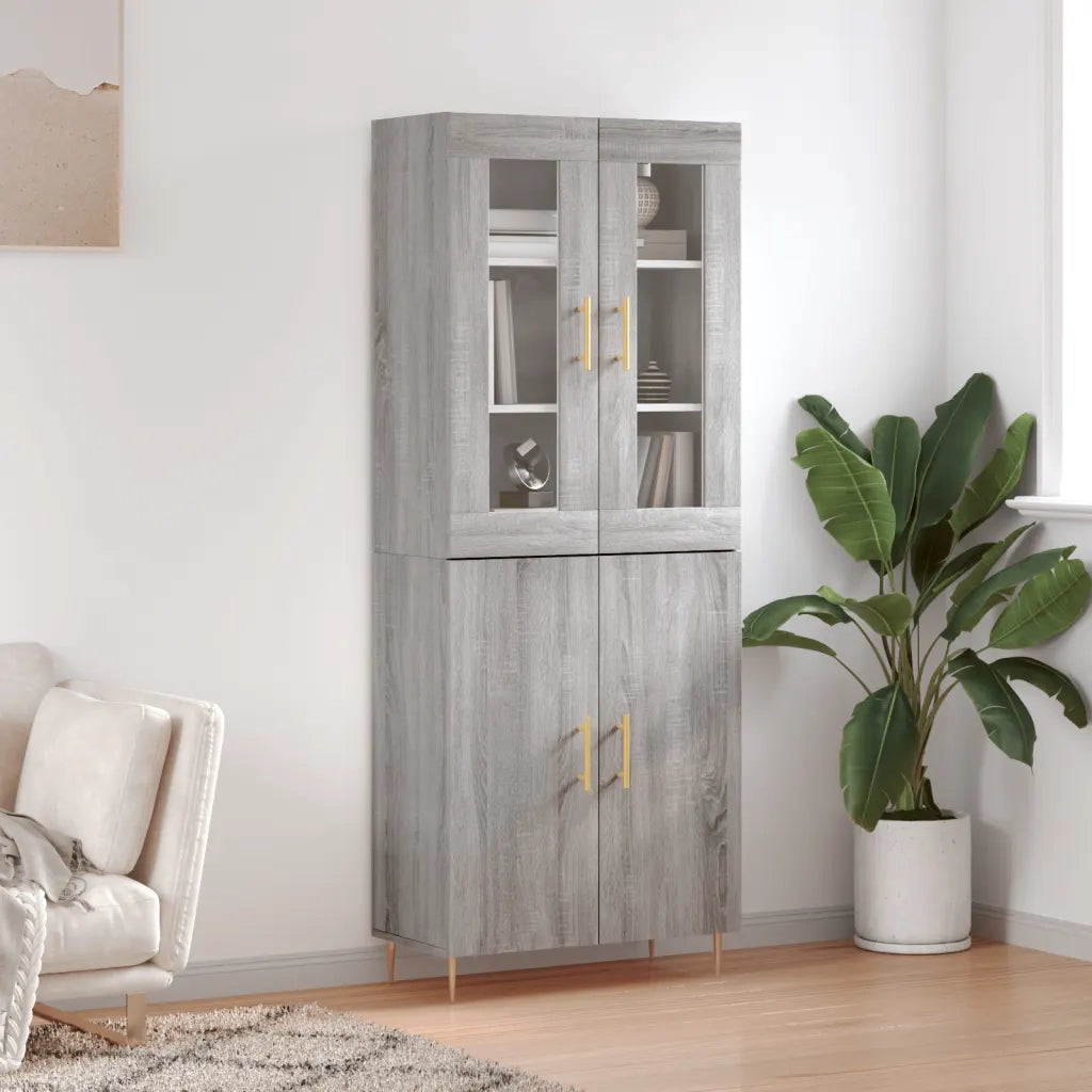 Credenza | Madia | Buffet da pranzo | Armadio da pranzo Grigio Sonoma 69,5x34x180 cm in Legno Multistrato