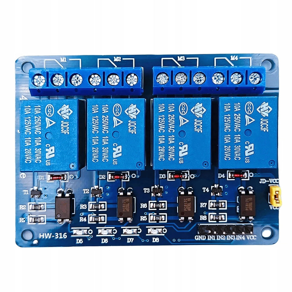 Modulo Relè 4 Canali 12V – Compatibile con Arduino | Isolamento Ottico, SPDT, 10A
