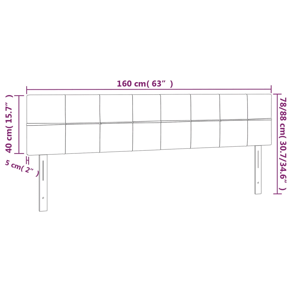 Testiera a LED-Testata con LED Grigio Chiaro 160x5x78/88 cm in Velluto 861149