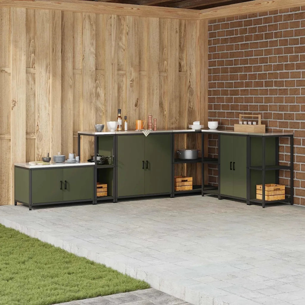 Stoccaggio in cucina Verde oliva 30 x 50 x 92 cm Acciaio 874978
