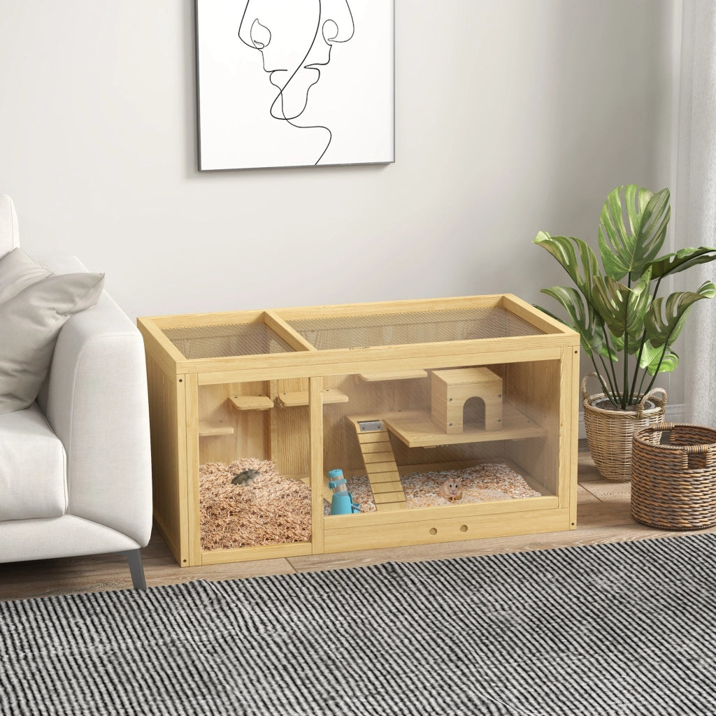 Gabbia per Piccoli Animali Roditori ¨C zephmum ¨C 100x50x50 cm Legno Naturale