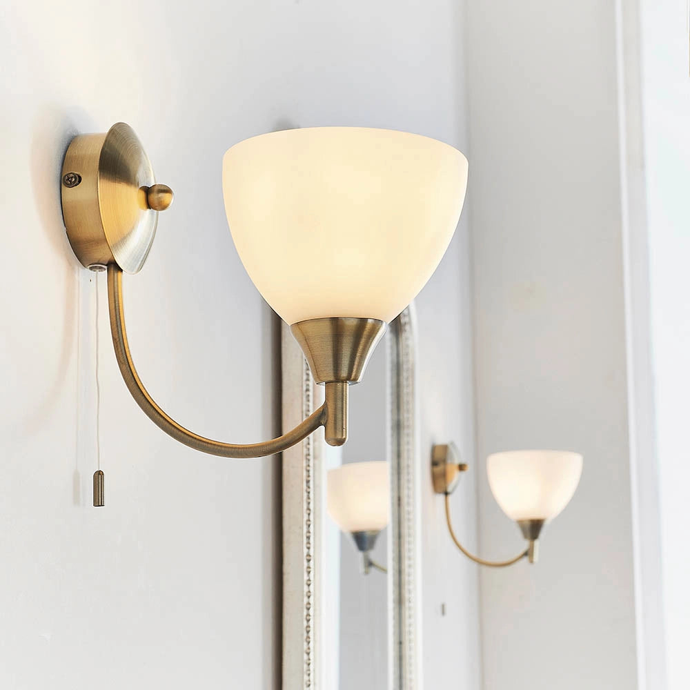 Applique retrò ottone anticato con tirante E14 Endon