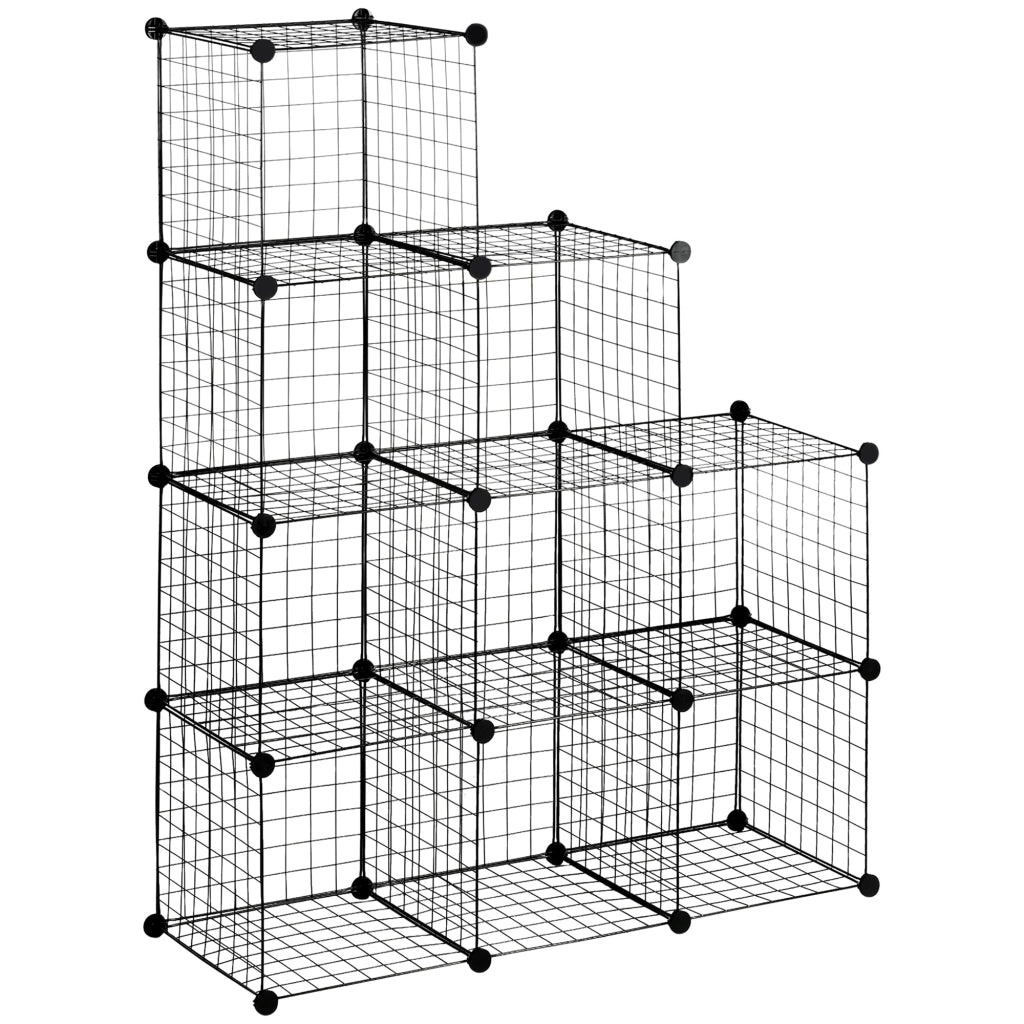 Sistema di scaffalatura fai-da-te in filo d'acciaio, 9 scomparti, scarpiera, nero, per soggiorno, 35x35x35 cm, salvaspazio e moderno