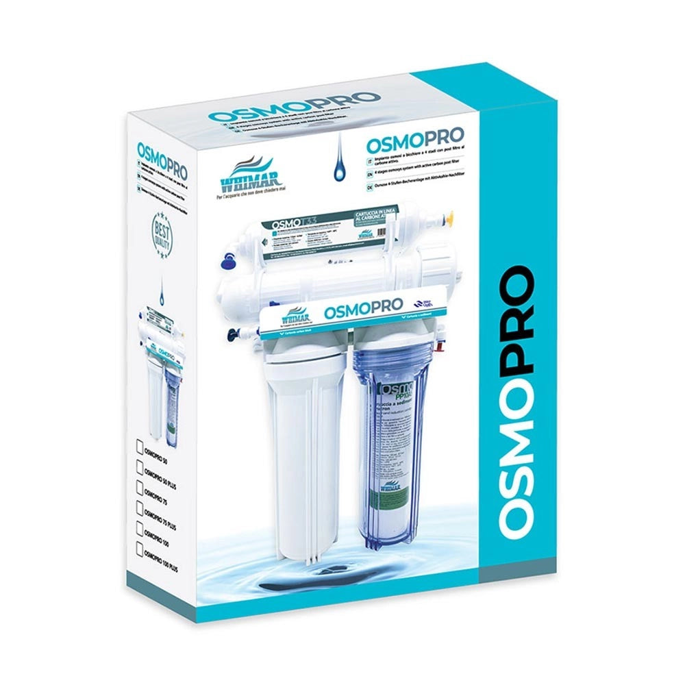 Whimar OsmoPro Plus 50GPD 190 L/g - Impianto bicchiere con membrana Pentair, lavaggio membrana e post-filtro al carbone