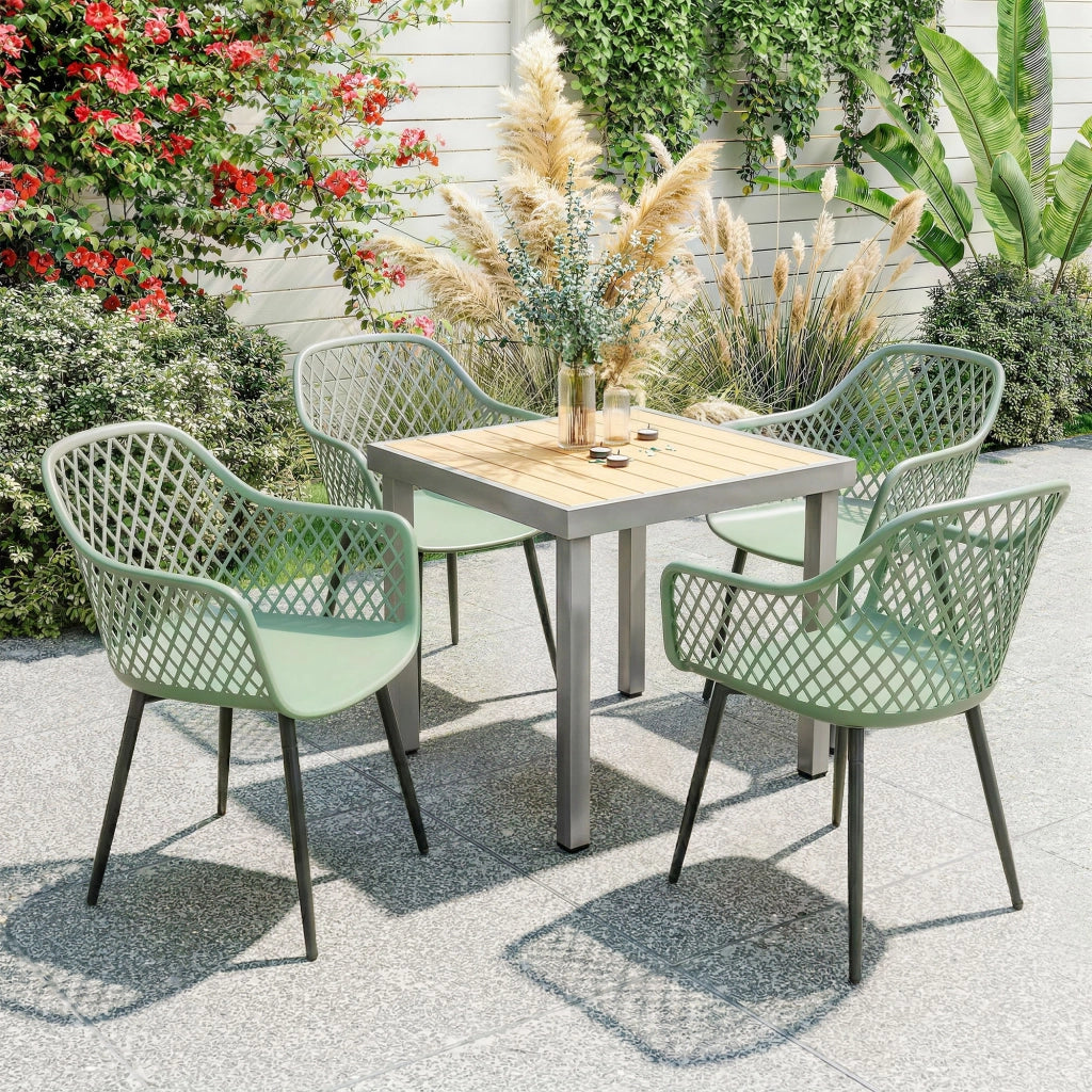 Sedia da Giardino con Braccioli ¨C zephmum ¨C Verde, PolyRattan, 4 Pezzi