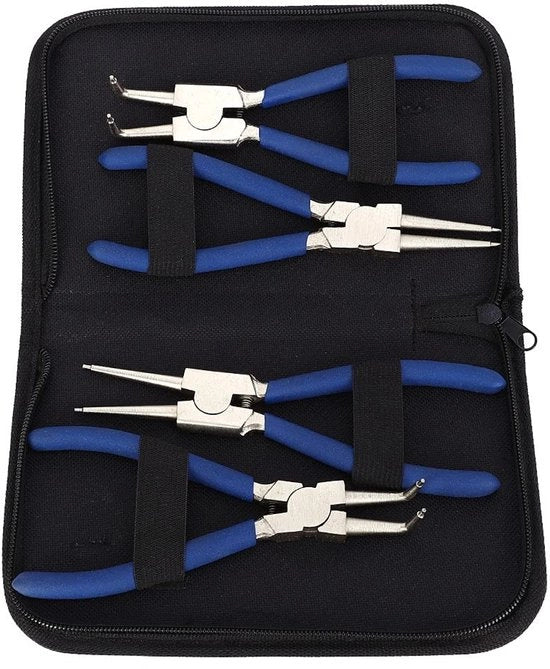 Set di Tangenti Professionale 4-delig - 2 Tangenti Rettilinee/Tangenti - 2 Tangenti Curvate - Maniglie Ergonomiche - Inclusa Custodia - Set di Tangenti