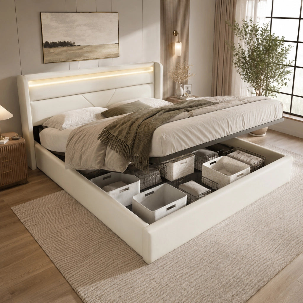 letto imbottito pu bianco 140 x 200 cm
