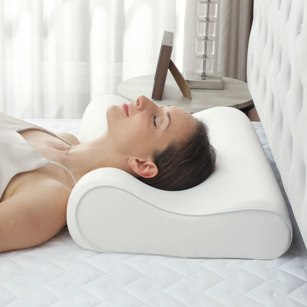 Cuscino Cervicale Ergonomico in Memory Foam ¨C zephmum ¨C Bianco