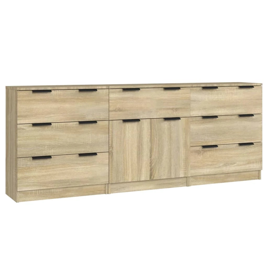 Buffet credenza cassettiera armadio mobile contenitore organizer per cucina soggiorno salotti 3 pezzi legno ingegnerizzato Sonoma marrone 02_0037101
