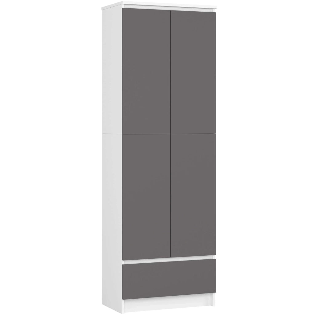 Armadio da ufficio AKORD R60 Bianca 60 cm 2 ante 1 cassetto inserto frontale Grigio Grafite 60x35x180 cm