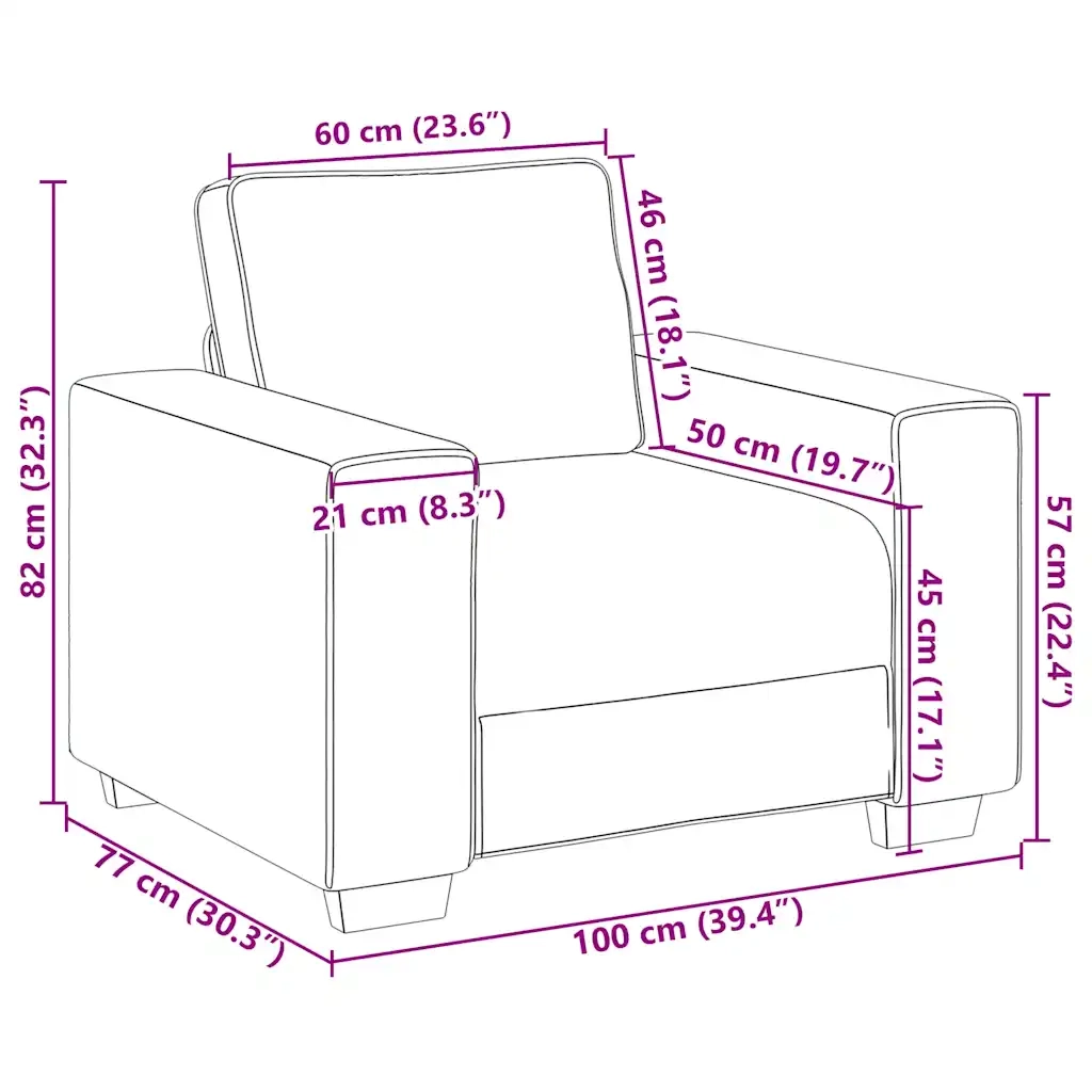 Poltrona Nera 100x77x82 cm in Tessuto 4105148