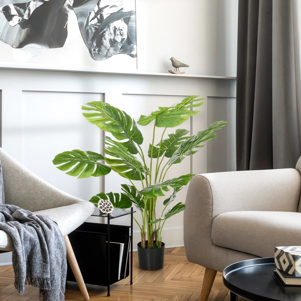 Pianta Artificiale Monstera Deliciosa ¨C Xylo ¨C con Vaso, Altezza 120 cm, Verde