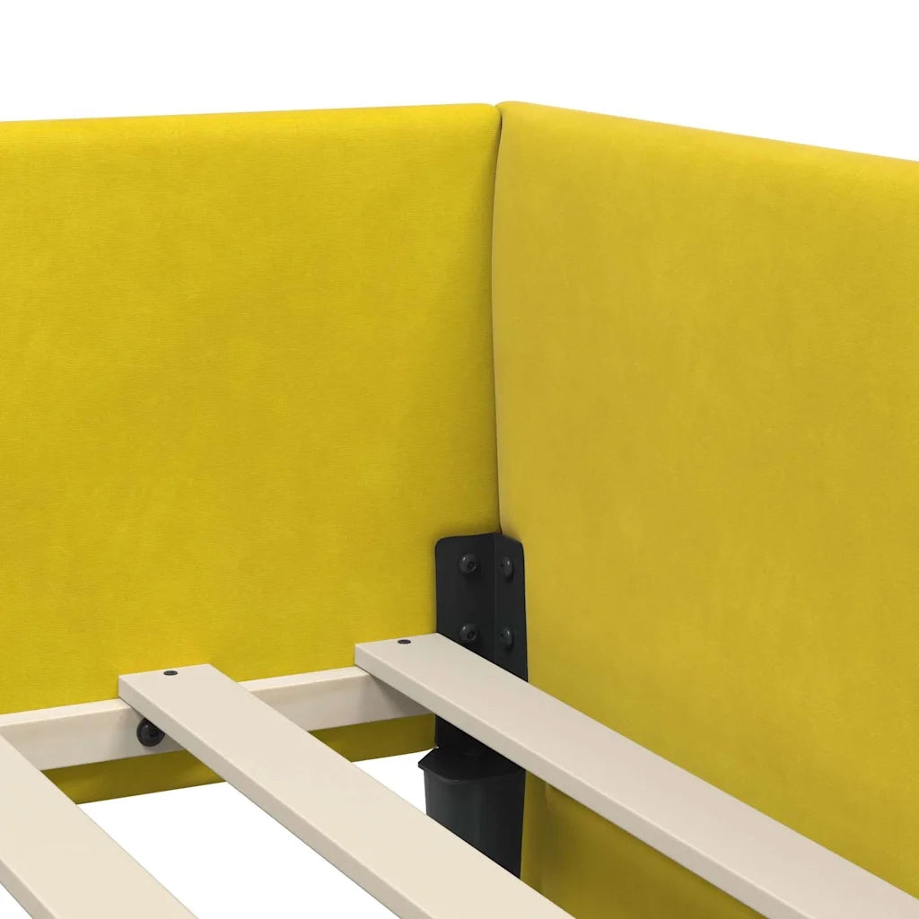 Letto singolo | Letto per adulti | Cornice del letto ad angolo Giallo 100 cm x 200 cm Velluto