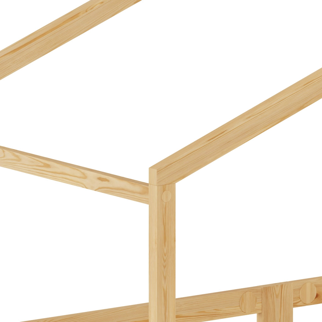Letto a casetta per bambini 90x200 cm in legno massello di pino, per maschietti e femminucce, con tetto a forma di casetta, protezione anticaduta su t