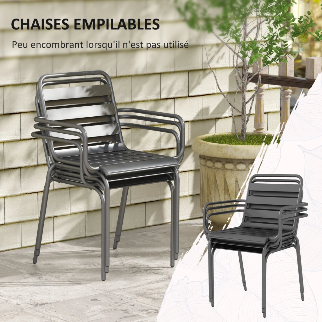 Set pranzo giardino 7 pezzi con tavolo e 6 sedie impilabili ¨C Xylo ¨C acciaio grigio antracite