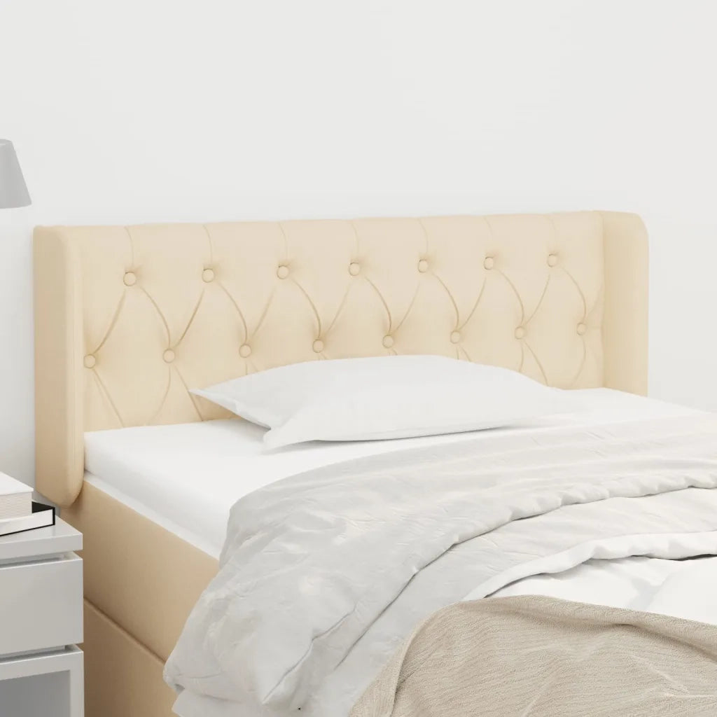 Testiera | Testata ad Orecchio Crema 93x16x78/88 cm in Tessuto