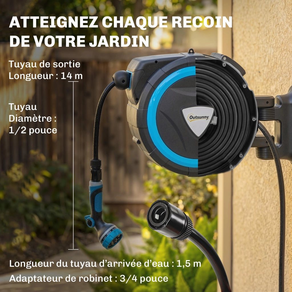 Avvolgitubo da Parete per Giardino ¨C Xylo ¨C 14+1,5m Blu Rotazione 180¡ã
