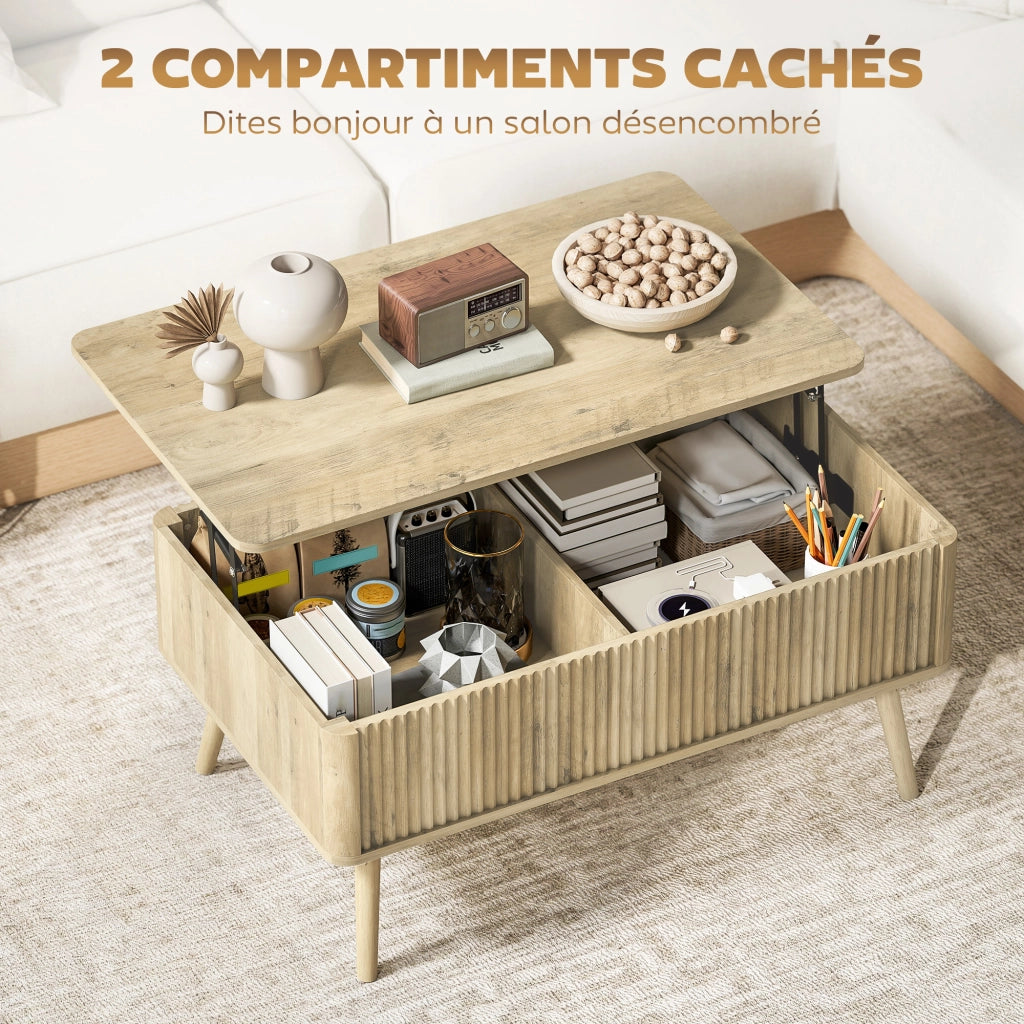 Tavolino da caff¨¨ con scomparto ¨C Xylo ¨C legno di pino, effetto rovere, 91x56x43 cm