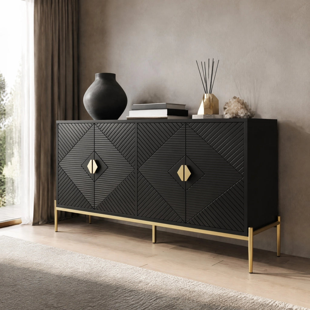 SIDEBOARD 162 x 40 x 80 cm Nero in MDF e pannello truciolare