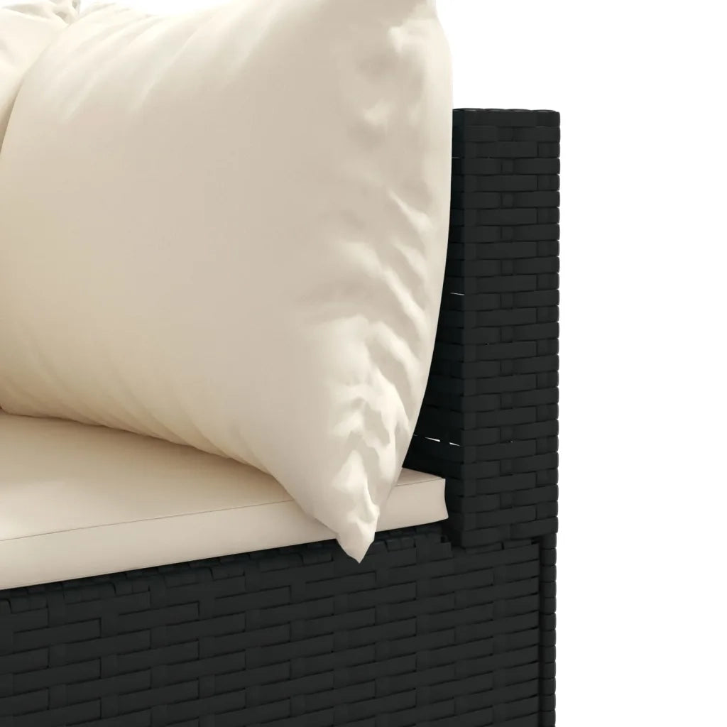 Set Divani da Giardino 4 pz con Cuscini Nero in Polyrattan