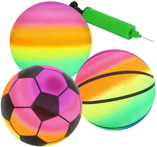 Set di palloni da calcio e basket opzionabili 3 pezzi - regalo per bambini - palloni da esterno per giochi all'aperto - inclusi pompe per gonfiaggio