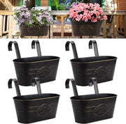 Set di vasi da fiore appesi in metallo - Set di 4 grandi vasi da fiore per appendere all'esterno balcone cancello decorazione esterna