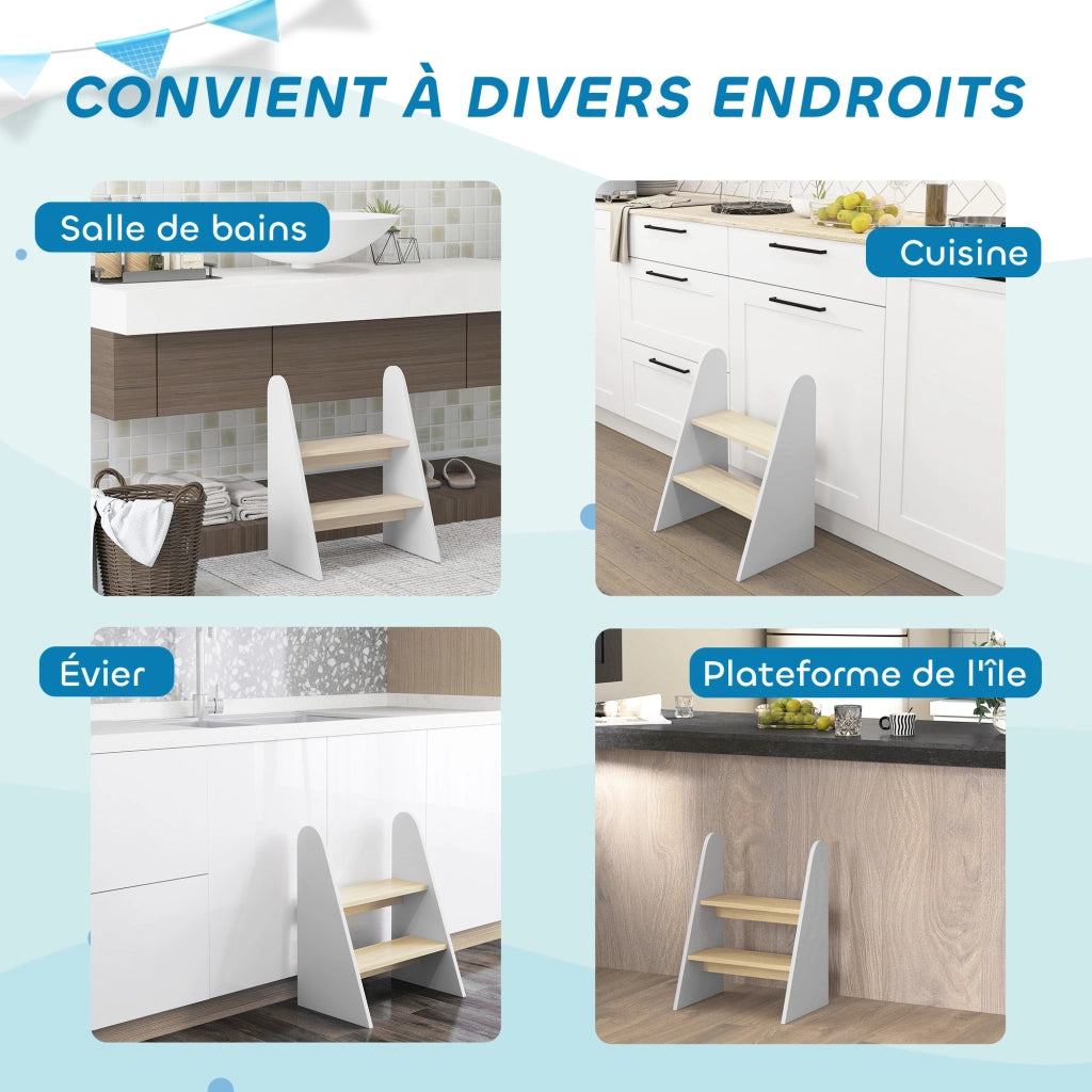 Scalino per Bambino 2 Marche ¨C zephmum ¨C Legno Bianco 20 kg