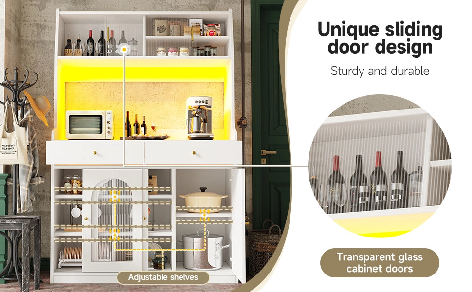 Credenza Buffet con Vetrina, LED e Cassetti ¨C MINIMAL ¨C Bianco