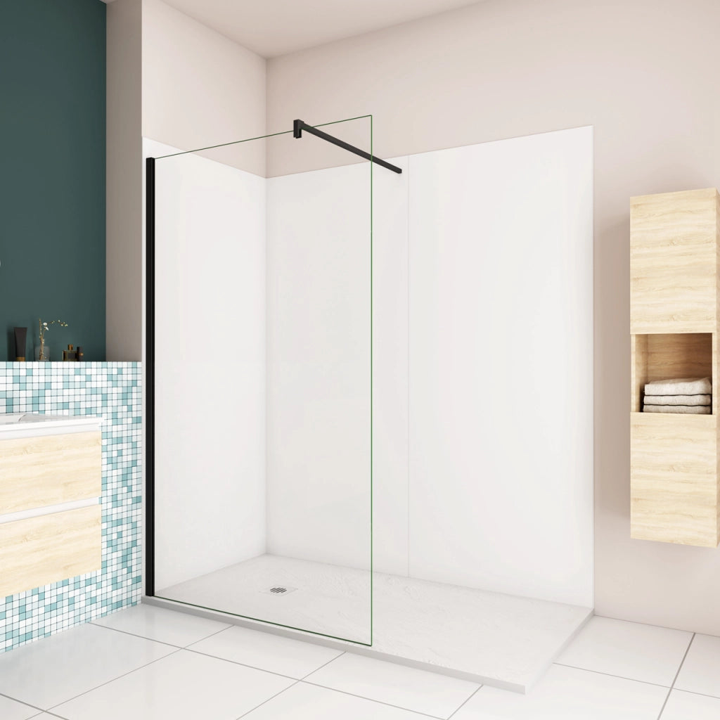 H.210 cm Pannello Doccia ad Angolo 90x90x120 cm Realizzato in Alluminio da 3 mm con Profili Finitura Bianco Opaco per Rivestimento Parete Bagno