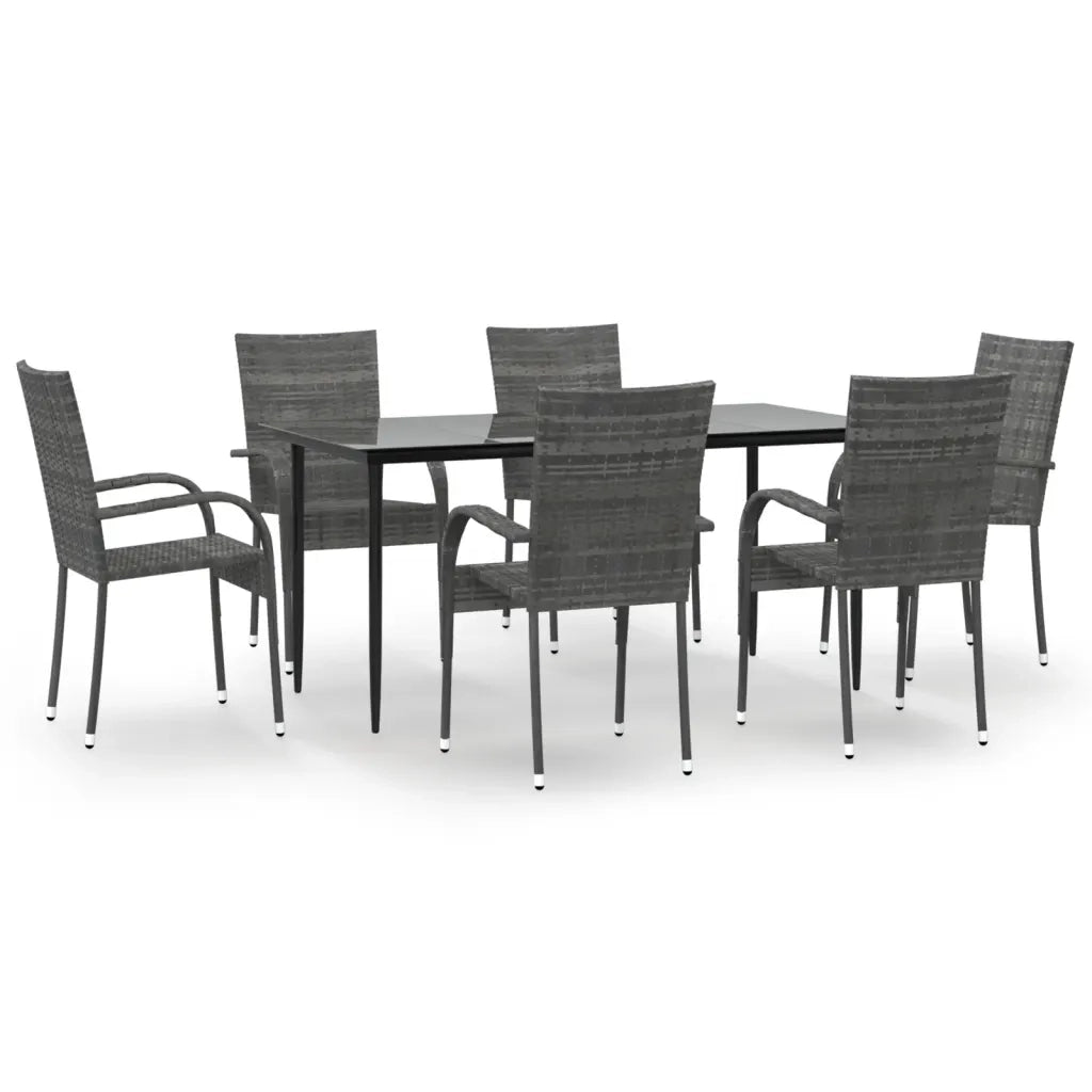 Set da Pranzo da Giardino 7 pz Grigio in Polyrattan 3156677