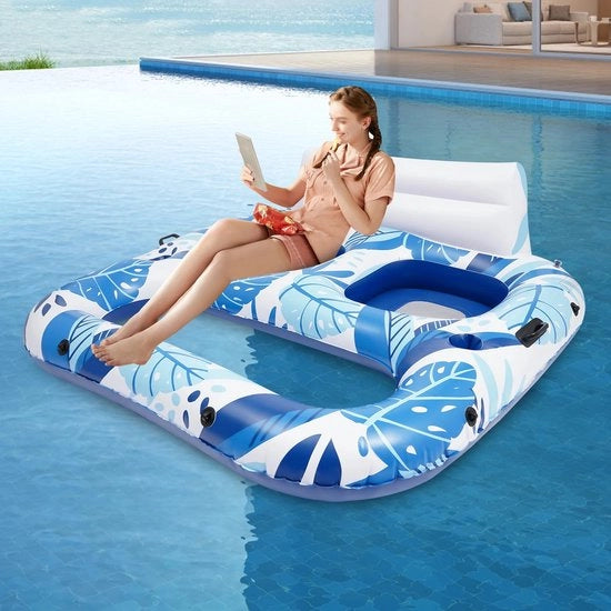 Piscina gonfiabile per due persone con sedia a sdraio e flotteur 165*152*55cm, materasso gonfiabile per piscina con sedia a sdraio e flotteur doppio