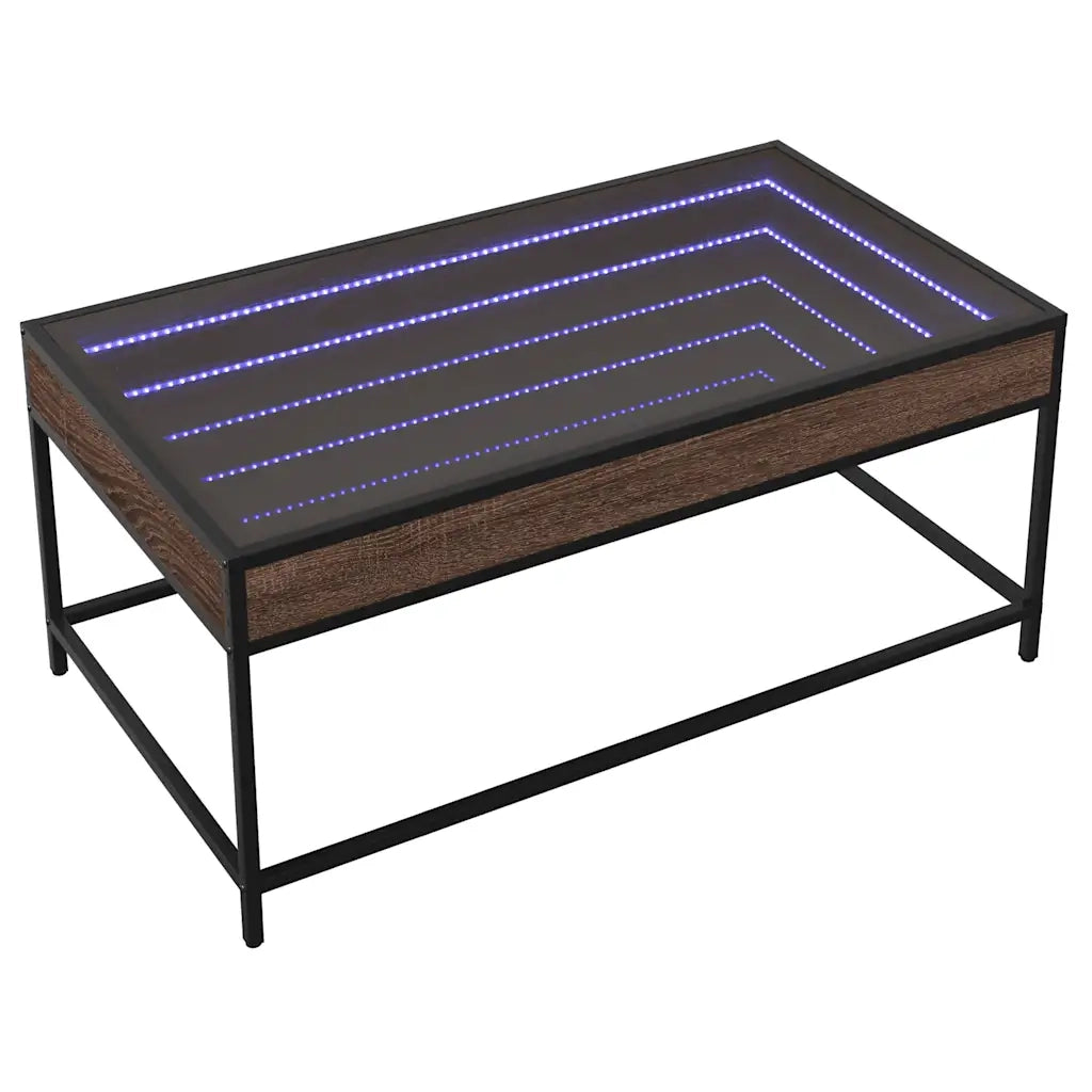 Tavolino da Salotto con LED Infinity Rovere Marrone 90x50x41 cm 847691