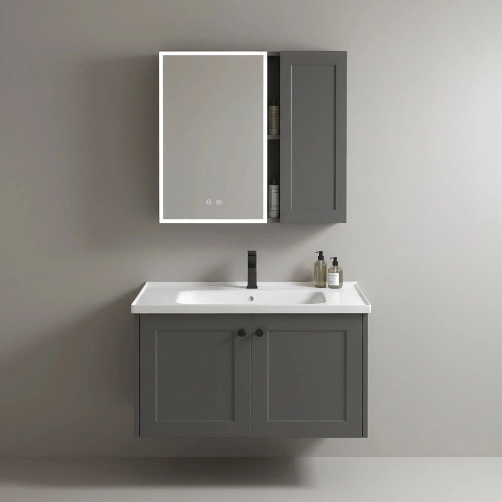 Set Di Mobili Da Bagno Con Lavabo Monti 60cm Grey