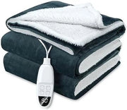 Bovendeken elettrico 1 posto - Bovendeken elettrico 1 posto - Bovendeken elettrico a cuscino - Bovendeken elettrico a pelo di pecora - 35 x 32,9 x 10 cm - Grigioverde