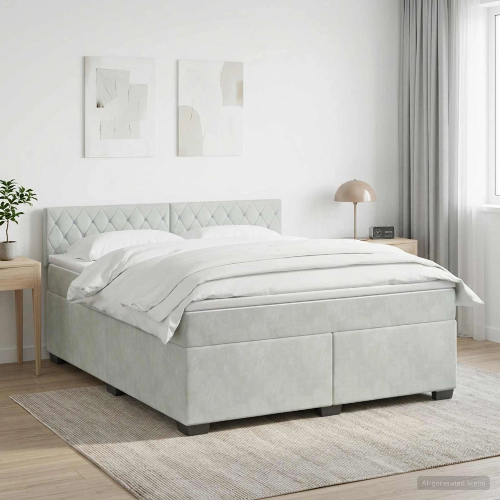 Letto box spring con materasso Grigio Chiaro 180 x 200 cm 3450758
