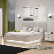 Letto Matrimoniale Caprezzo, Letto Matrimoniale Testiera Imbottita Effetto Velluto, Grigio Tortora