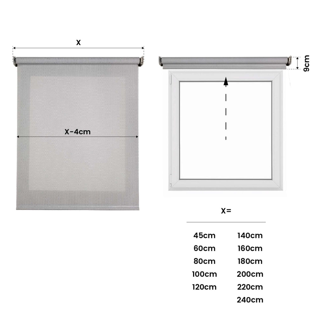 Tende a Rullo Motorizzate Screen Premium con finiture in alluminio Tessuto Tecnico con Motore e Telecomando  Grigia 60x250 cm