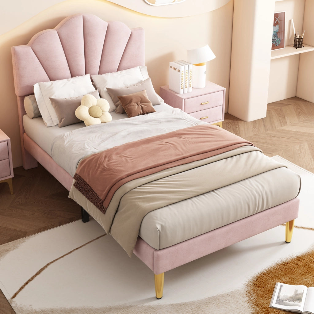 letto imbottito velluto rosa 90 x 200 cm