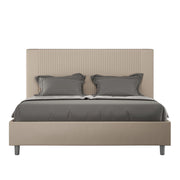 BS COM Letto matrimoniale con rete imbottito 160x210 similpelle tortora