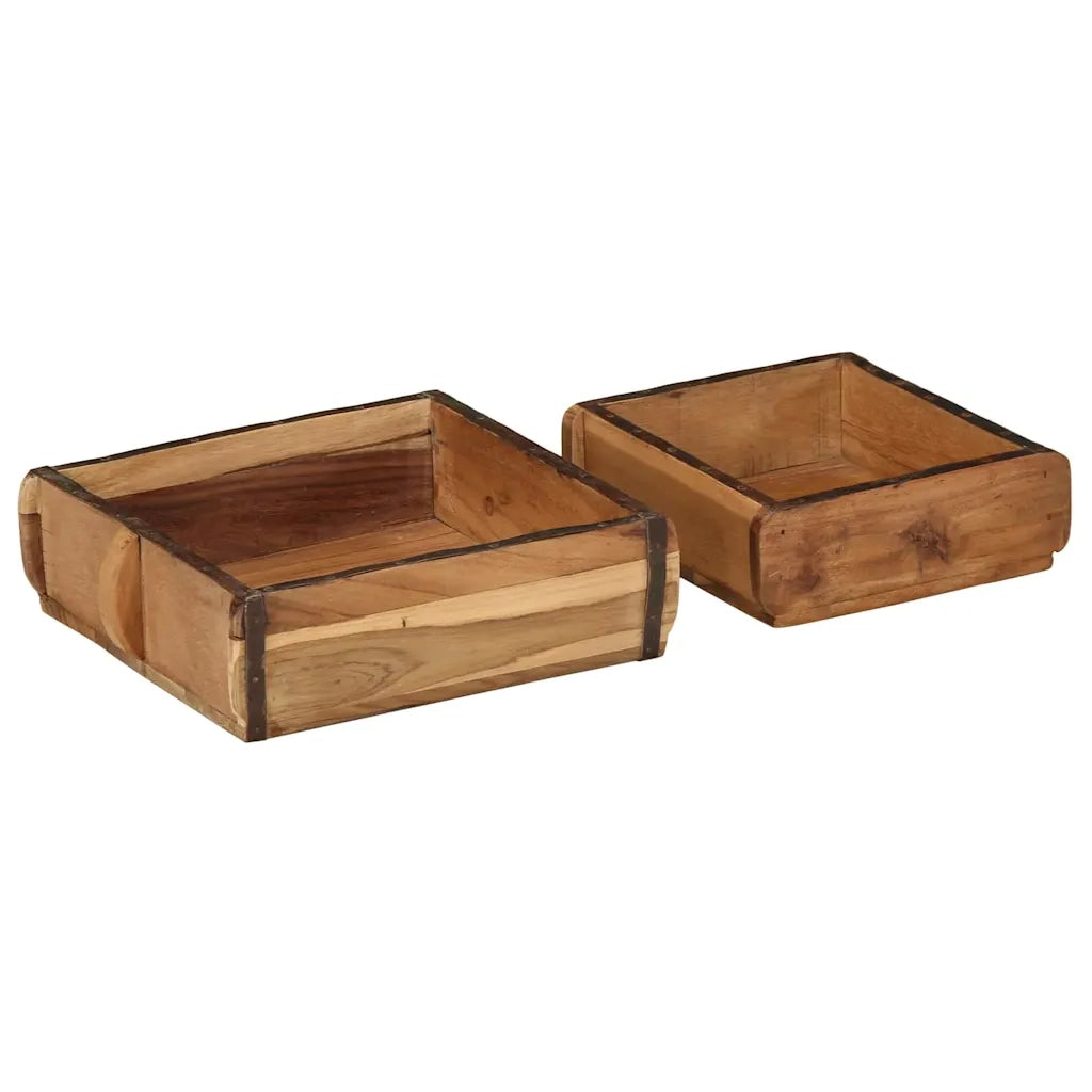 Vassoio 2 pz Marrone 29 x 31 x 10 cm Legno Recuperato Massello CFW8413968