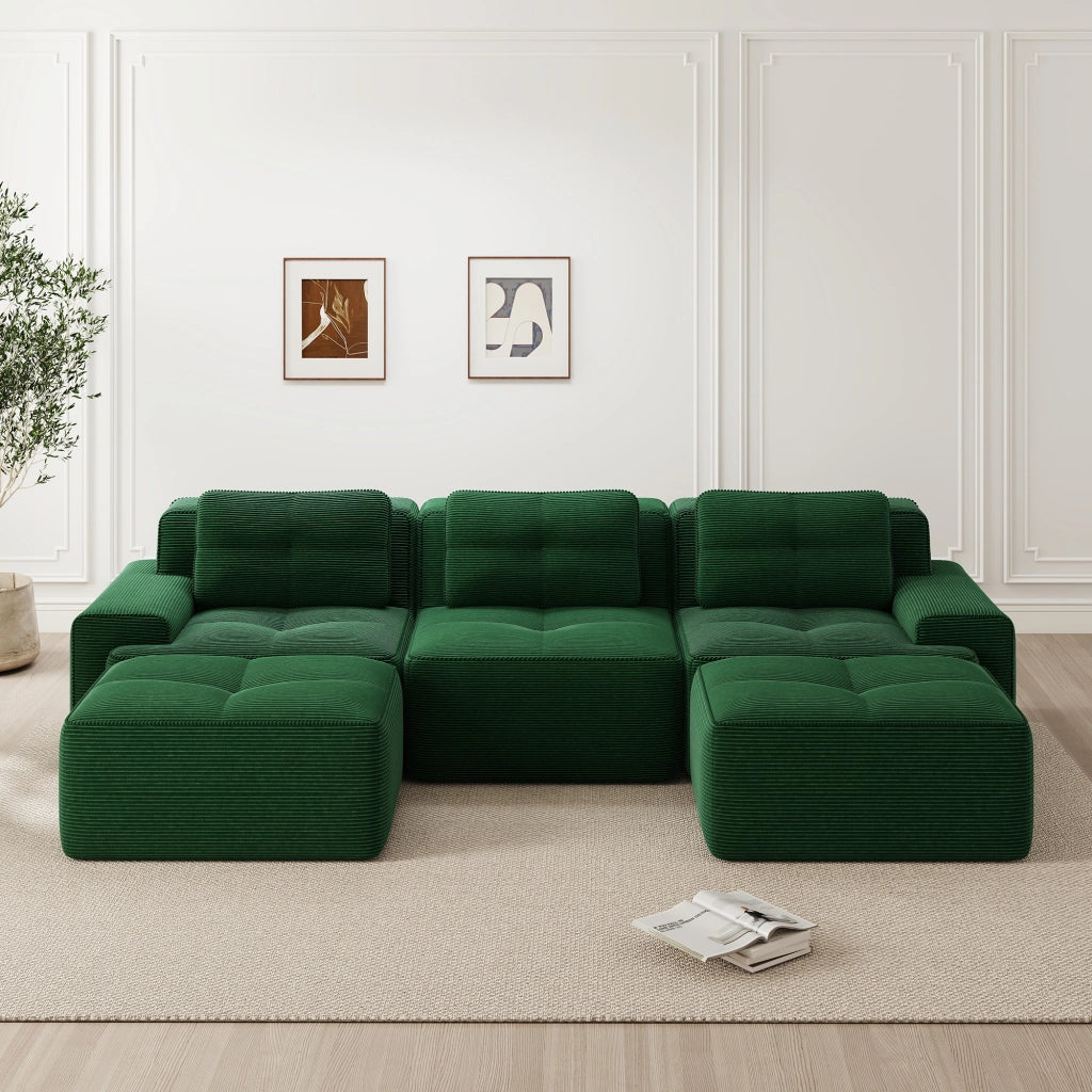 Divano modulare Cloud - Zephmum- U-forma 3 posti velluto verde