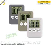 Timer da Cucina Digitale Rettangolo Magnetico Display LCD 3 Colori Virtime