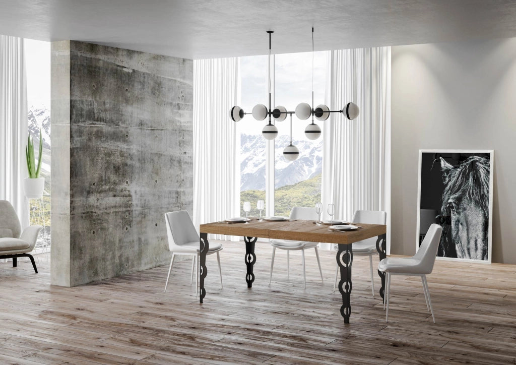 Tavolo allungabile 90x130/390 cm Karayan Quercia Natura telaio Antracite