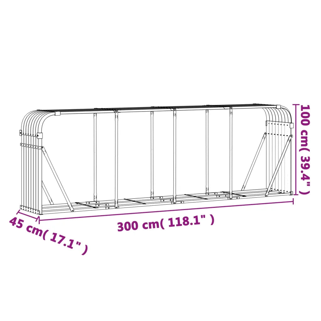 Portaceppi Effetto Legno 300x45x100 cm in Acciaio Zincato 364586