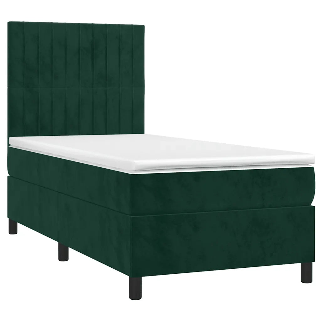 Letto a Molle con Materasso e LED-Struttura Letto con Materasso Verde Scuro 80x200cm Velluto 284610