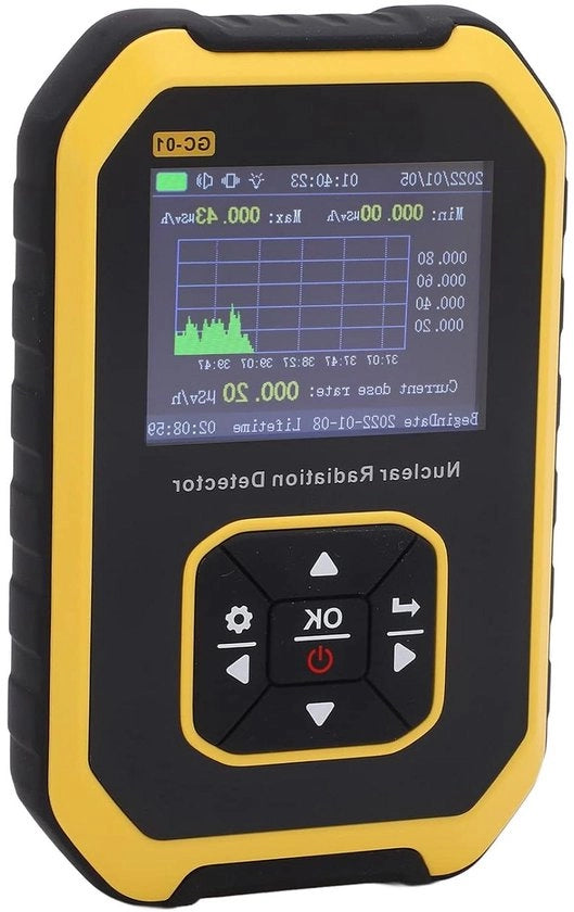 Geigerteller con Display LCD per Misurazione Professionale della Radiazione Nucleare in CT-Scans, Tegli e Alimenti.