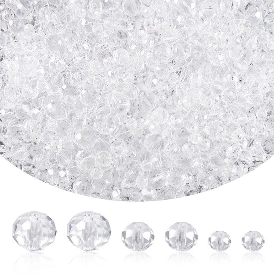Glasseccentricità 1060 Stuks - Glasseccentricità a Facce 4/6/8 mm - Creazione di Gioielli - Collane/Bracciali - Decorazione - Utilizzo Versatile