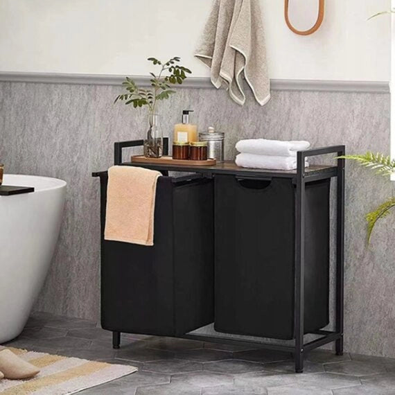 Cesto per la Biancheria Nero 73x33x72 cm Pratico e Funzionale