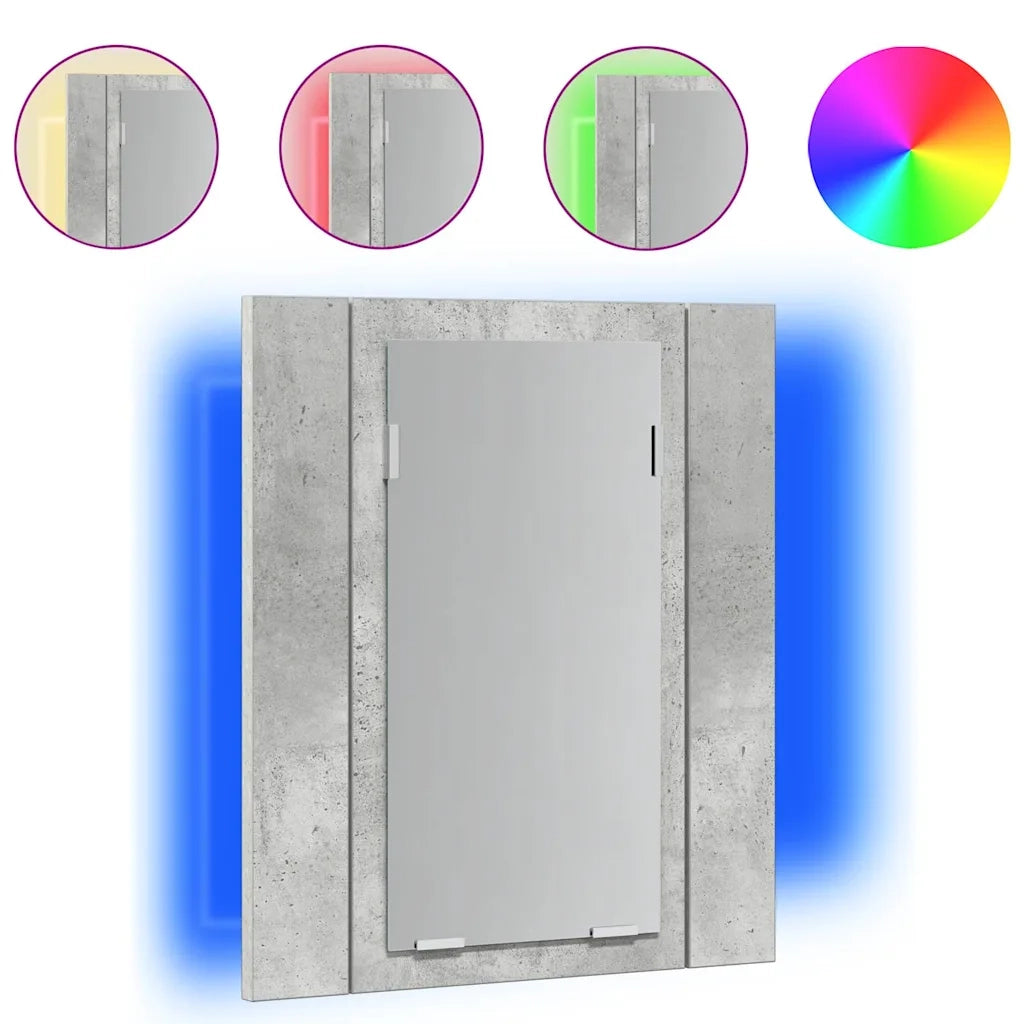 Armadietto a Specchio con Luci LED Grigio Cemento in Acrilico 804952