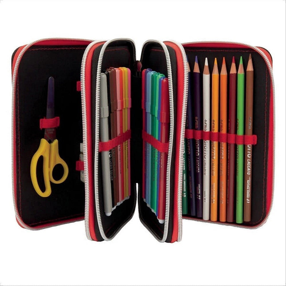 Trade Shop - Astuccio Gormiti Scuola 3 Piani Completo Portapastelli Portapenne Pennarelli -